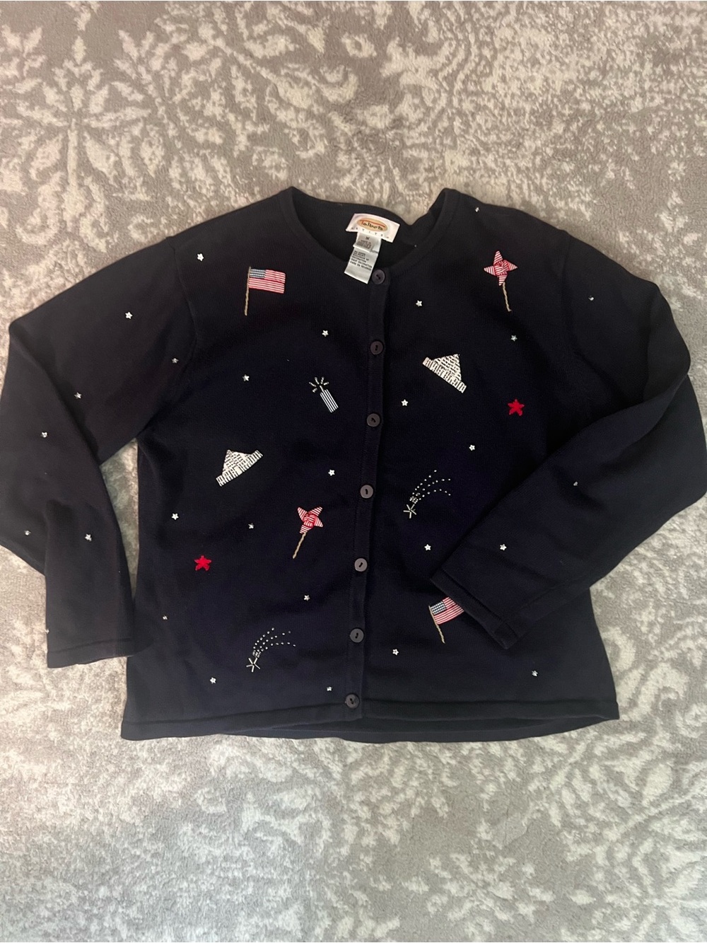 Vintage Talbots Patriotic Embroidered 4th of July Cardigan - Picture 9 of 11